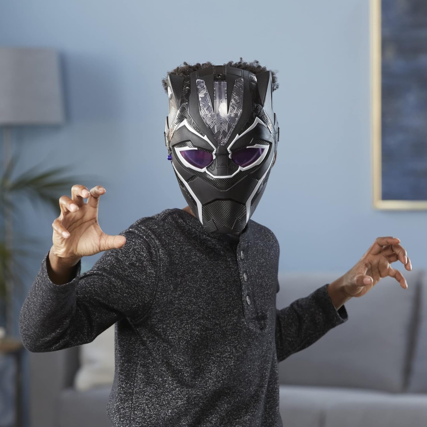 Black Panther Studios Legacy Collection Black Panther Vibranium Power FX Mask Roleplay Toy, Toys for Kids Ages 5 and Up