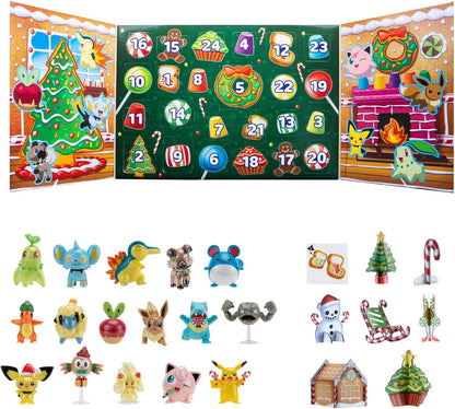 Pokémon PKW3066 Holiday Calendar-Features 24 2-Inch Battle Figures