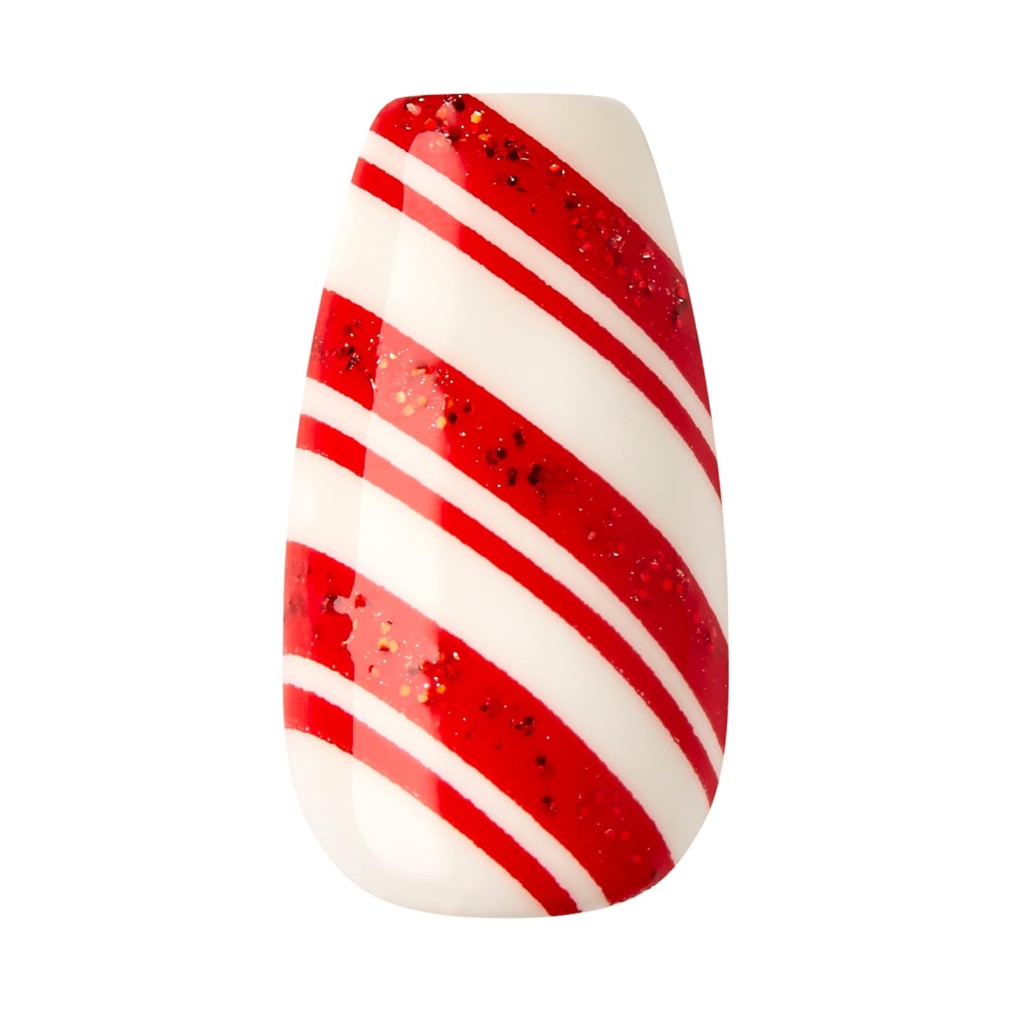 KISS  Limited Edition Holiday Press-On Manicure with Purefit Technology, Medium Length, Coffin Shaped, Red Press-On Nails, Style 'Tis the Season’