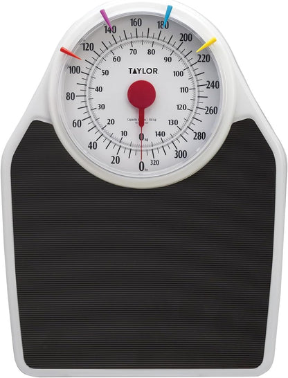 Analog Scales for Body Weight, Rotating Dial, 300 LB Capacity, Black Textured Mat with Durable Metal Platform, Easy to Clean, 10.0 X 10.0 Inches, Black