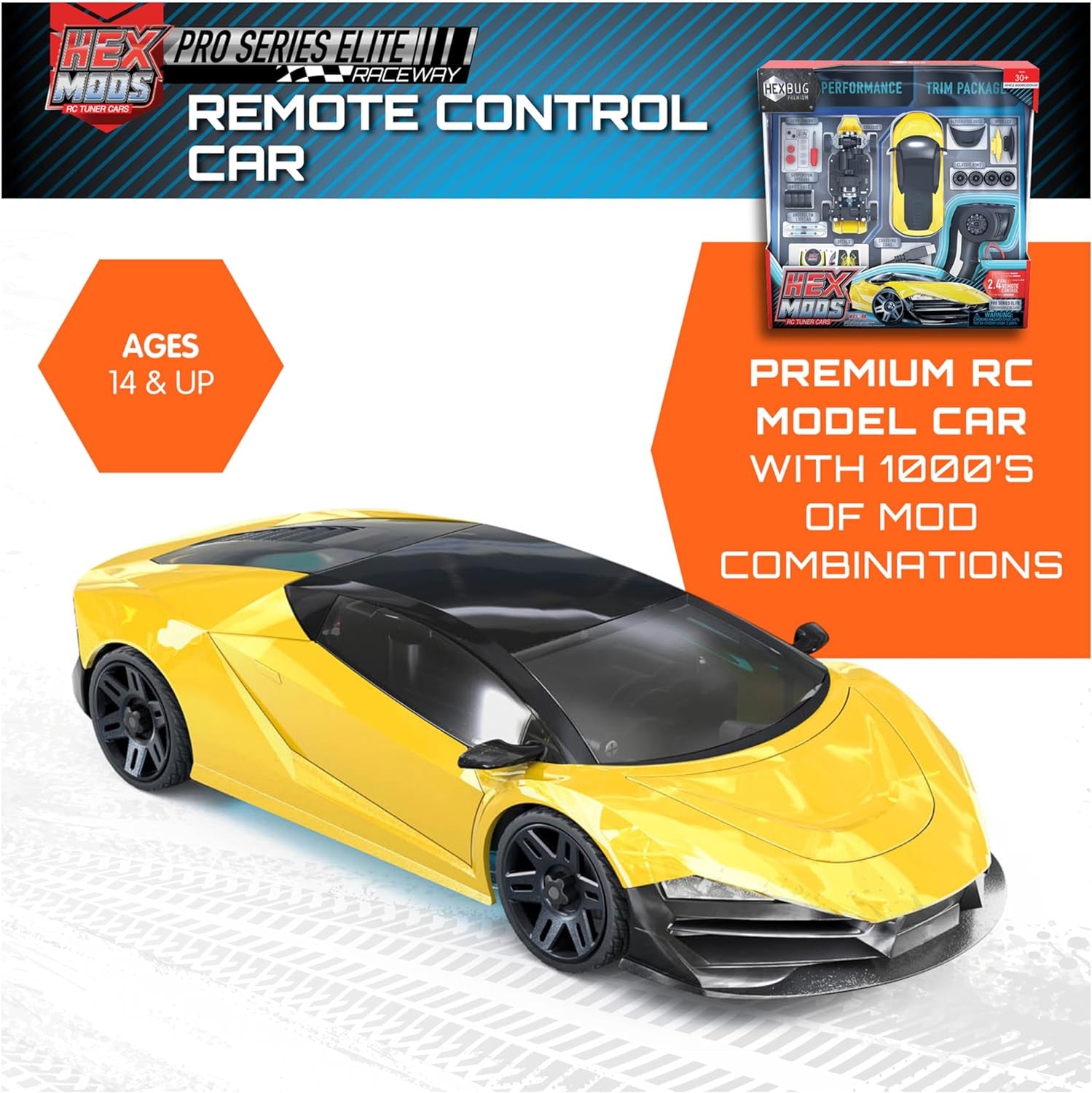 HEXMODS Pro Series Elite, Rechargeable Remote Control Car, Buildable Scale Model for Kids & Adults, STEM Toys for Kids Ages 14 & Up