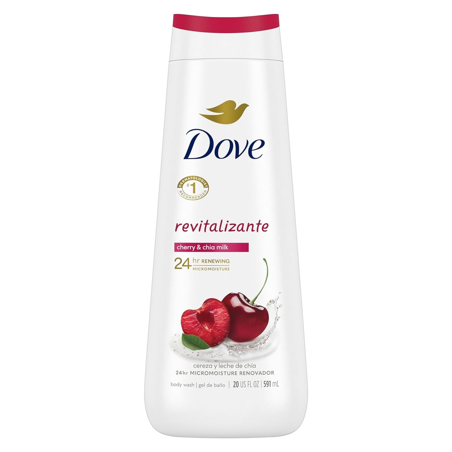 Body Wash Revitalizante Cherry & Chia Milk for Renewed, Healthy-Looking Skin Gentle Skin Cleanser with 24Hr Renewing Micromoisture 20 Oz