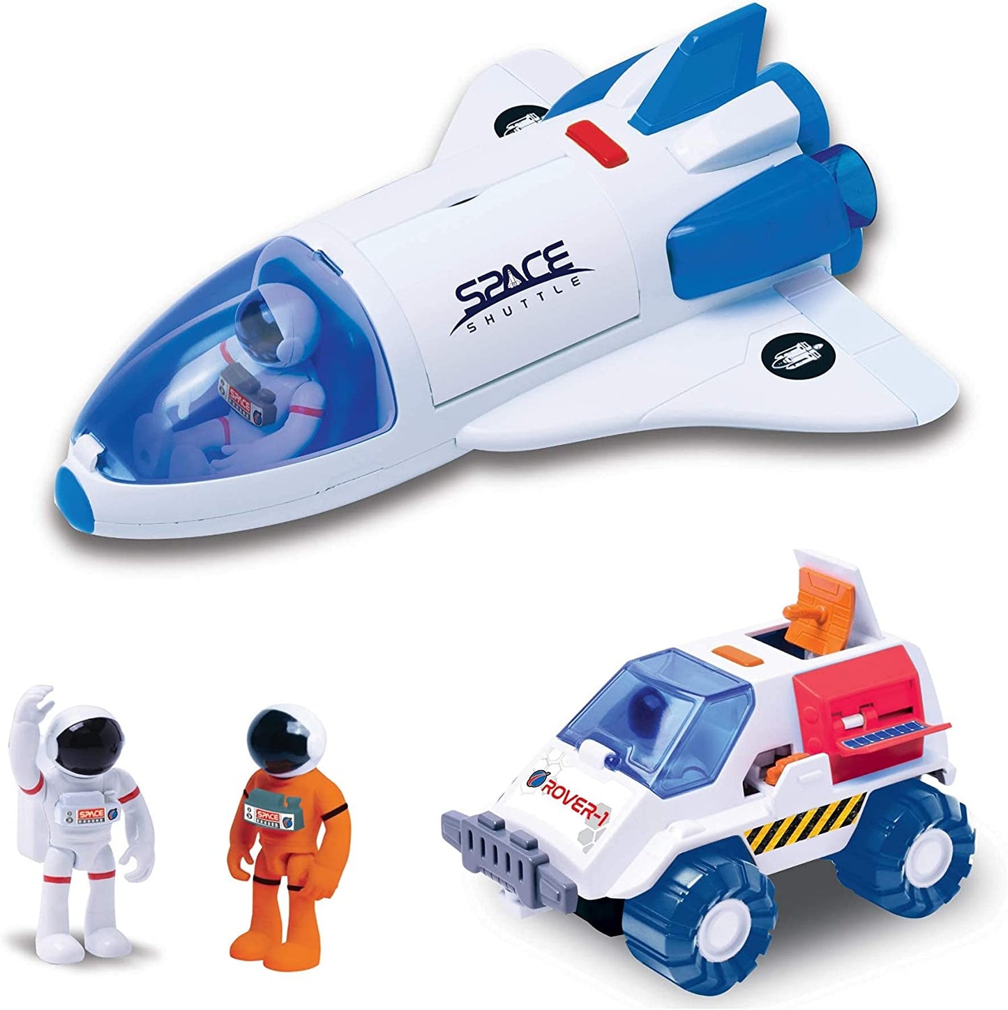 Space Playset - Toy Space Shuttle & Space Rover with Lights and Sound & 2 Astronaut Figurine Gift Toys for Boys and Girls