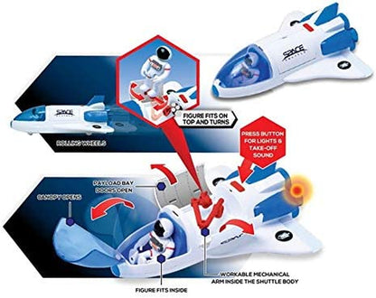 Space Playset - Toy Space Shuttle & Space Rover with Lights and Sound & 2 Astronaut Figurine Gift Toys for Boys and Girls