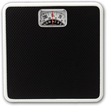 Analog Scales for Body Weight, Rotating Dial, 300 LB Capacity, Black Textured Mat with Durable Metal Platform, Easy to Clean, 10.0 X 10.0 Inches, Black