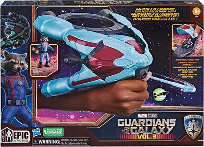 Hasbro  Guardians of the Galaxy Vol.3 Galactic Spaceship,Rocket Action Figure with Vehicle and Blaster Accessory,Superhero Toys for Kids