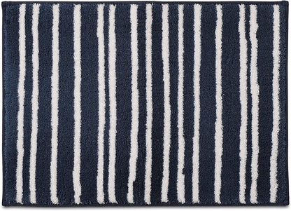 Scott Living Ambrose Drylon Bath Mat Rug | Stripe China Blue | 21" X 34" | Super Soft | Quick Dry | Ultra Absorbent | Durable | Designer Home Bath Rugs