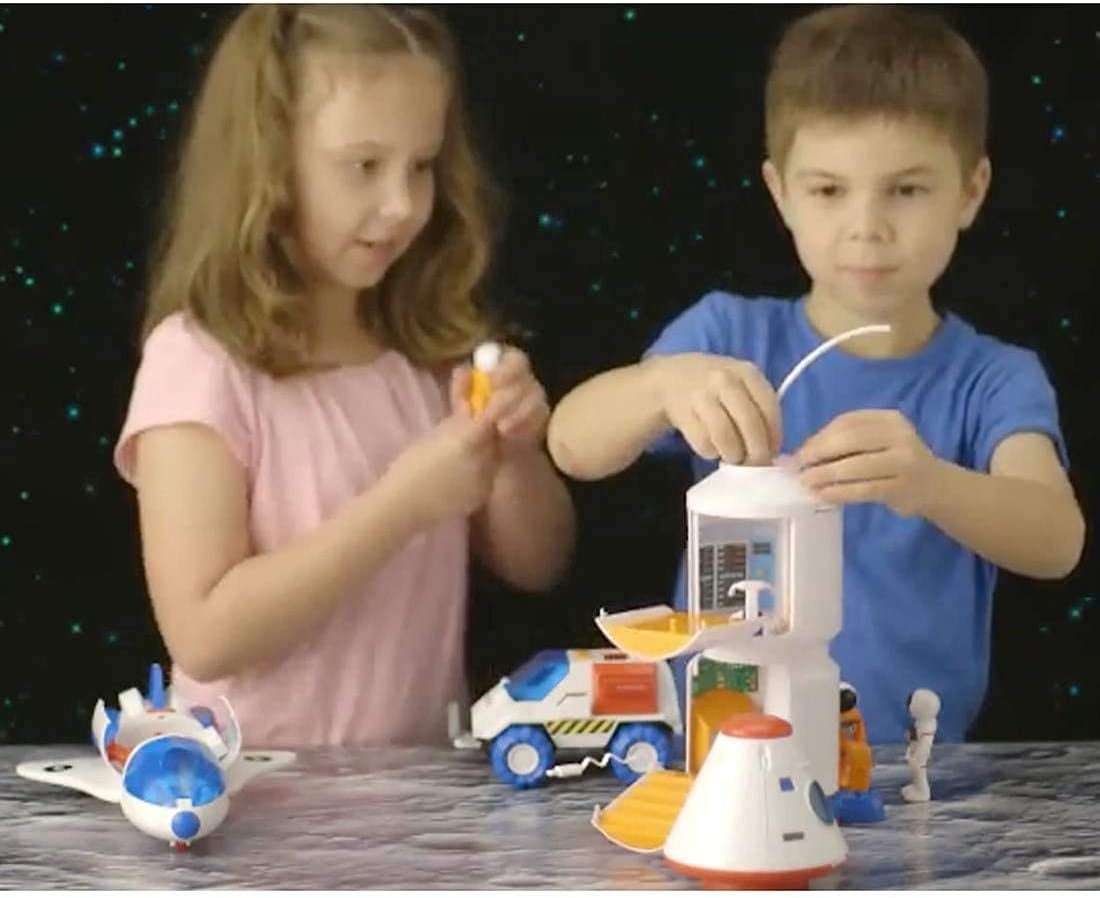 Space Playset - Toy Space Shuttle & Space Rover with Lights and Sound & 2 Astronaut Figurine Gift Toys for Boys and Girls