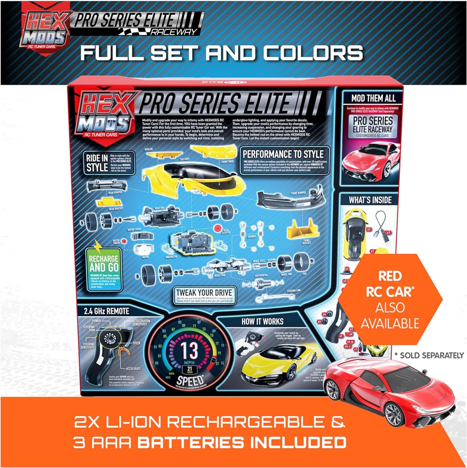 HEXMODS Pro Series Elite, Rechargeable Remote Control Car, Buildable Scale Model for Kids & Adults, STEM Toys for Kids Ages 14 & Up