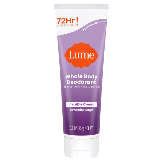 Whole Body Deodorant - Invisible Cream Tube - 72 Hour Odor Control - Aluminum Free, Baking Soda Free, Skin Safe - 3.0 Ounce (Lavender Sage)