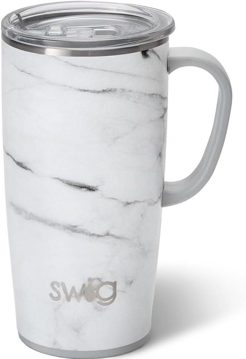 22Oz Travel Mug | Discontinued Prints | Insulated Tumbler with Handle and Lid, Cup Holder Friendly, Dishwasher Safe, Stainless Steel, Travel Coffee Cup, Insulated Coffee Mug, Marble