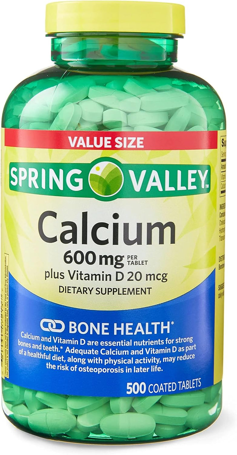 Calcium plus Vitamin D Tablets Dietary Supplement Value Size, 600 Mg, 500 Count